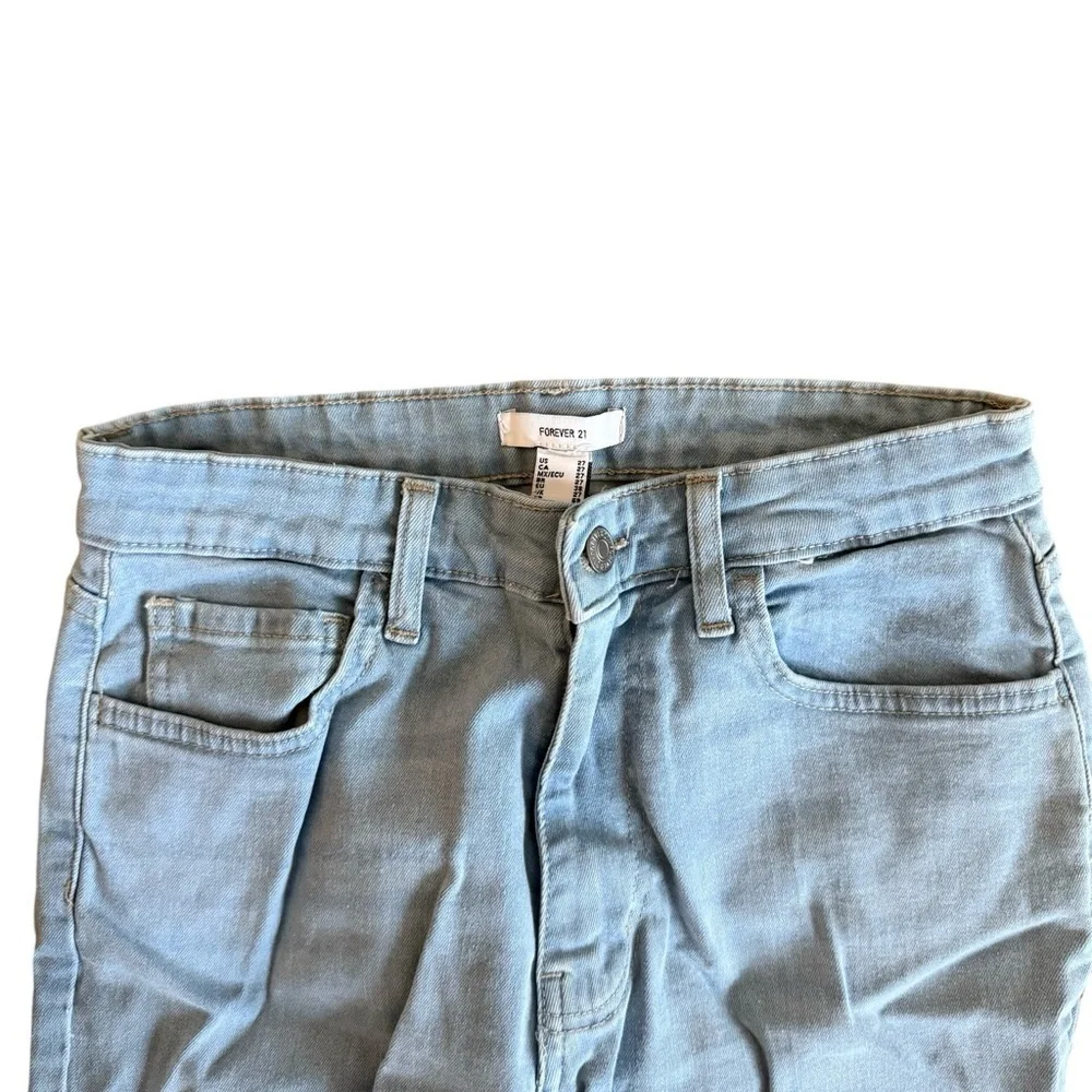 Forever 21 Skinny Jeans Light Wash Blue High Rise Raw Hem Women 27 - Picture 6 of 7